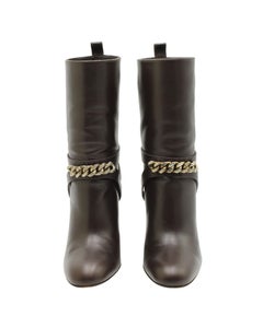 Saint Laurent New Chyc Ankle Boots in Brown Leather