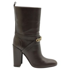 Saint Laurent New Chyc Ankle Boots in Brown Leather