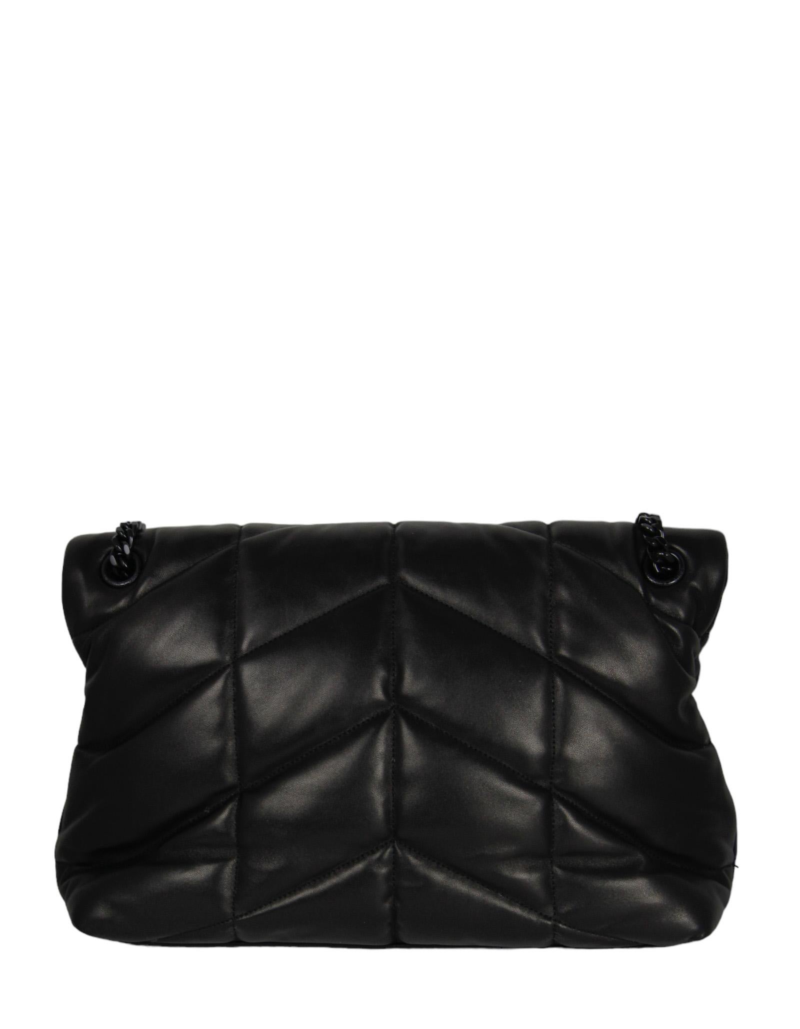 Women's Saint Laurent NEW So Black Leather Small Loulou Puffer Bag rt. $3300 For Sale