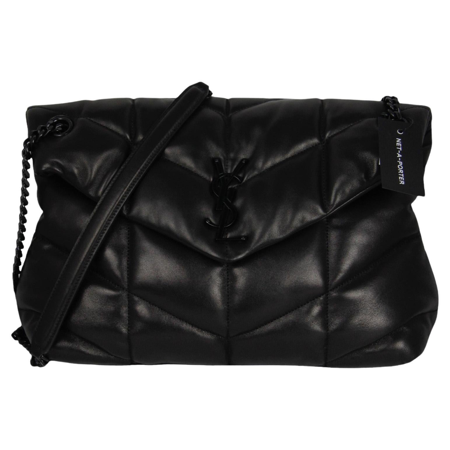 Saint Laurent NEW So Black Leather Small Loulou Puffer Bag rt. $3300 For Sale