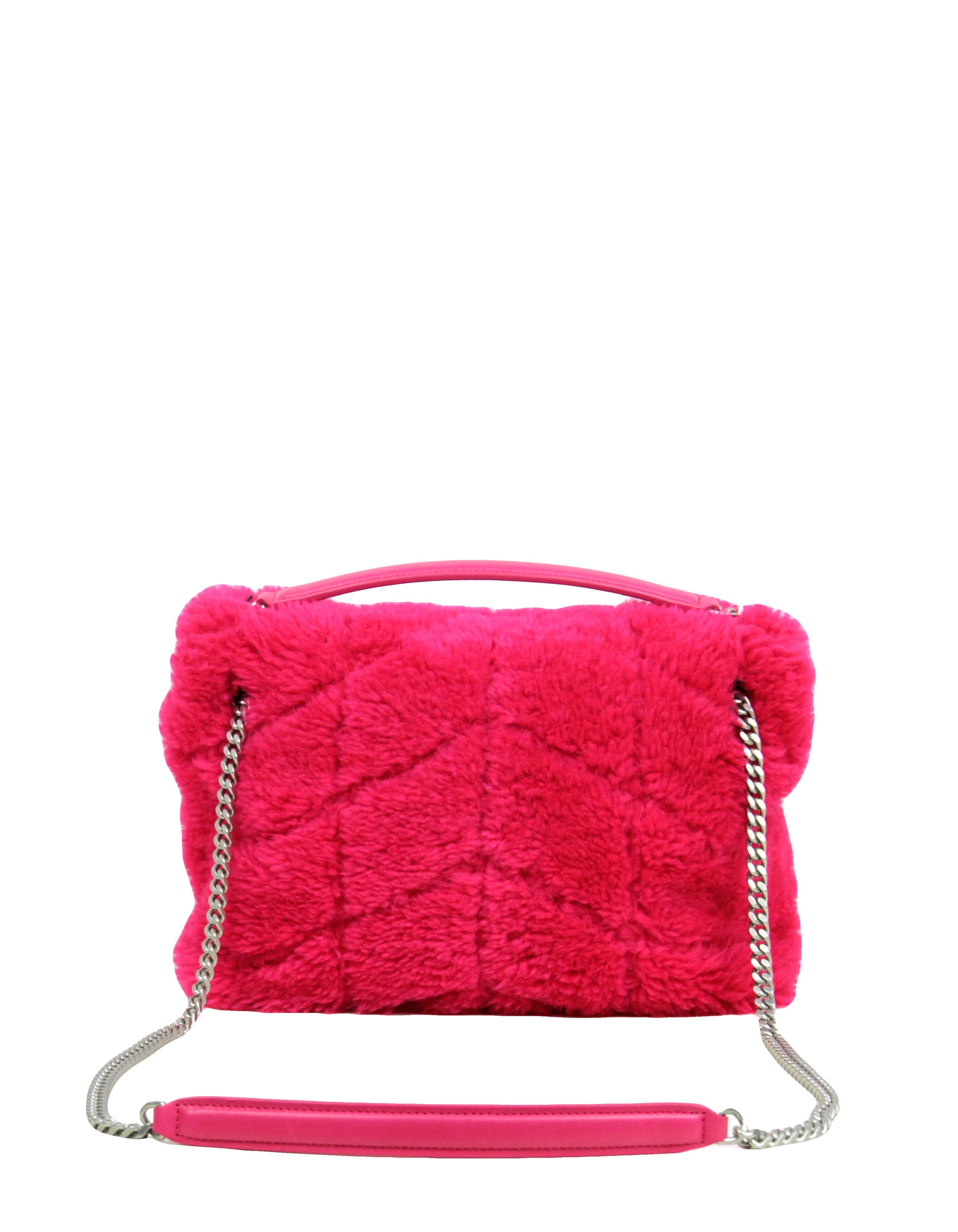 ysl pink fur bag