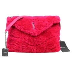 Saint Laurent NEW W/ TAGS Hot Pink Shearling Small Monogram Loulou Puffer  Bag For Sale at 1stDibs