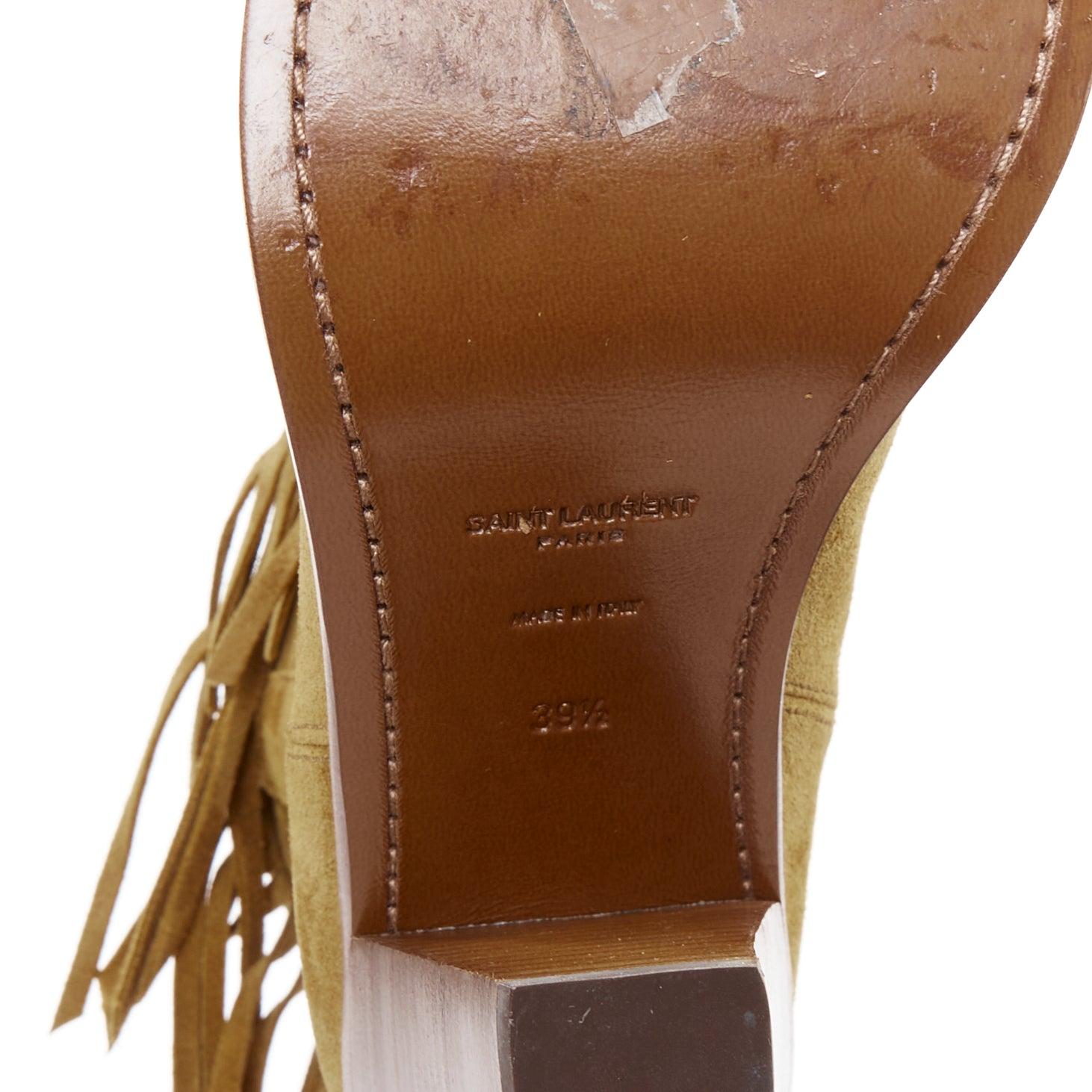 SAINT LAURENT New Western 80 brown suede fringe western boots EU39.5 For Sale 6