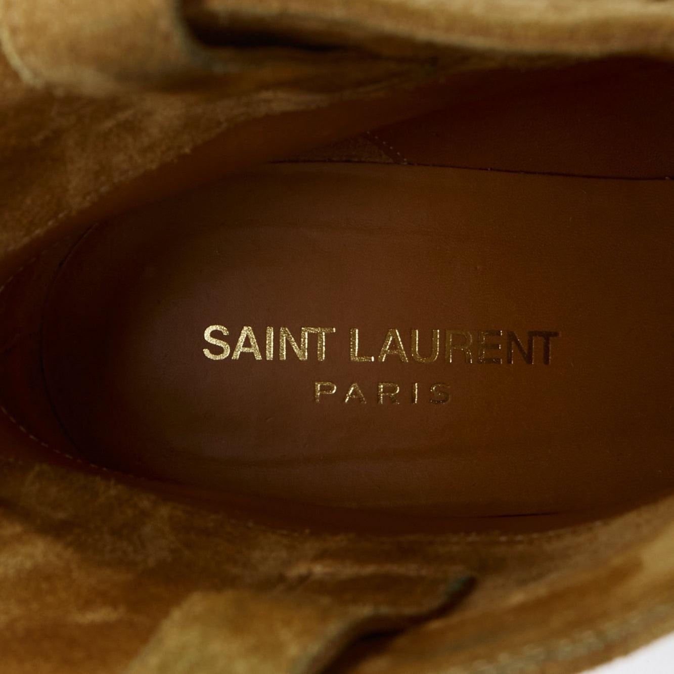 SAINT LAURENT New Western 80 brown suede fringe western boots EU39.5 For Sale 5