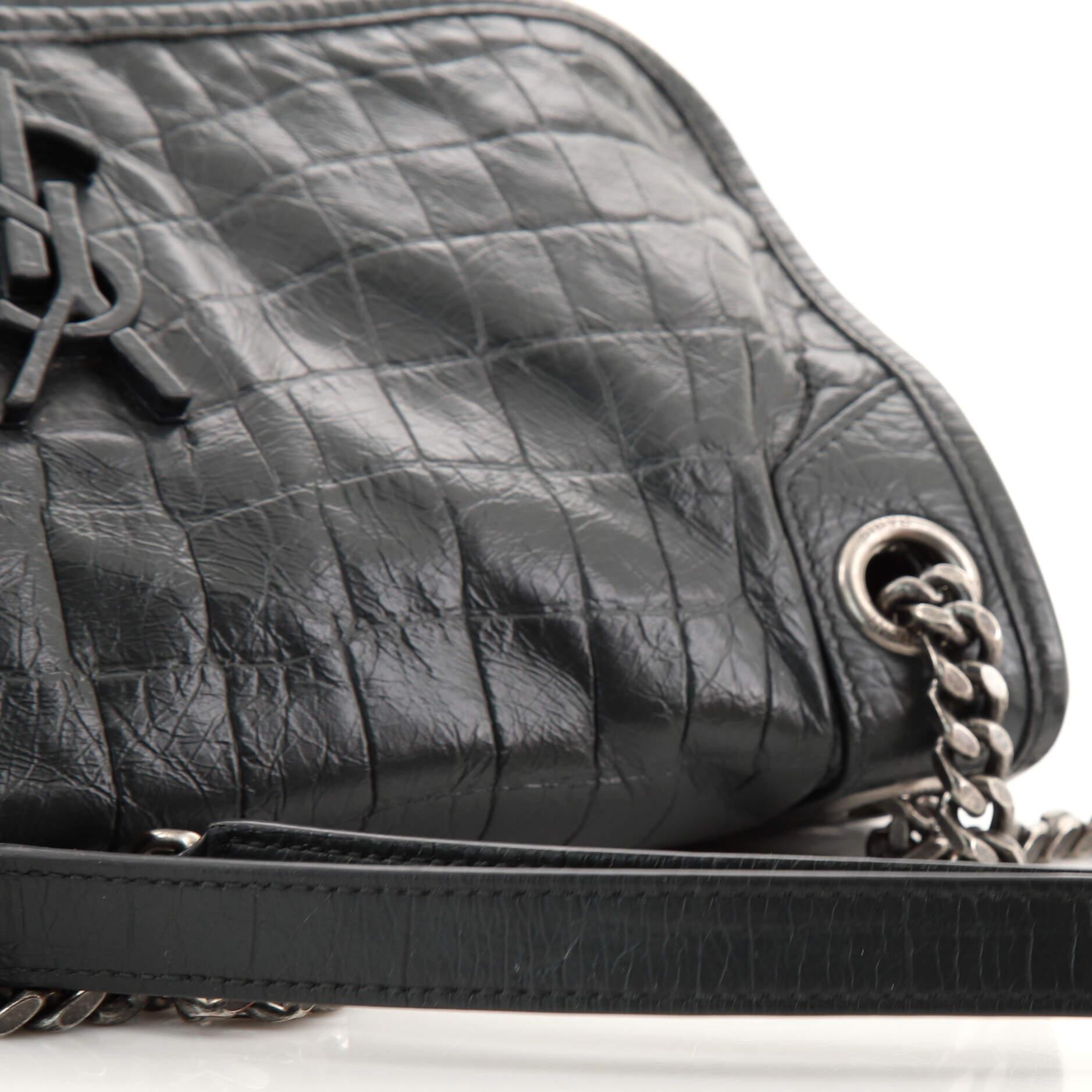 Saint Laurent Niki Chain Flap Bag Crocodile Embossed Patent Medium 3