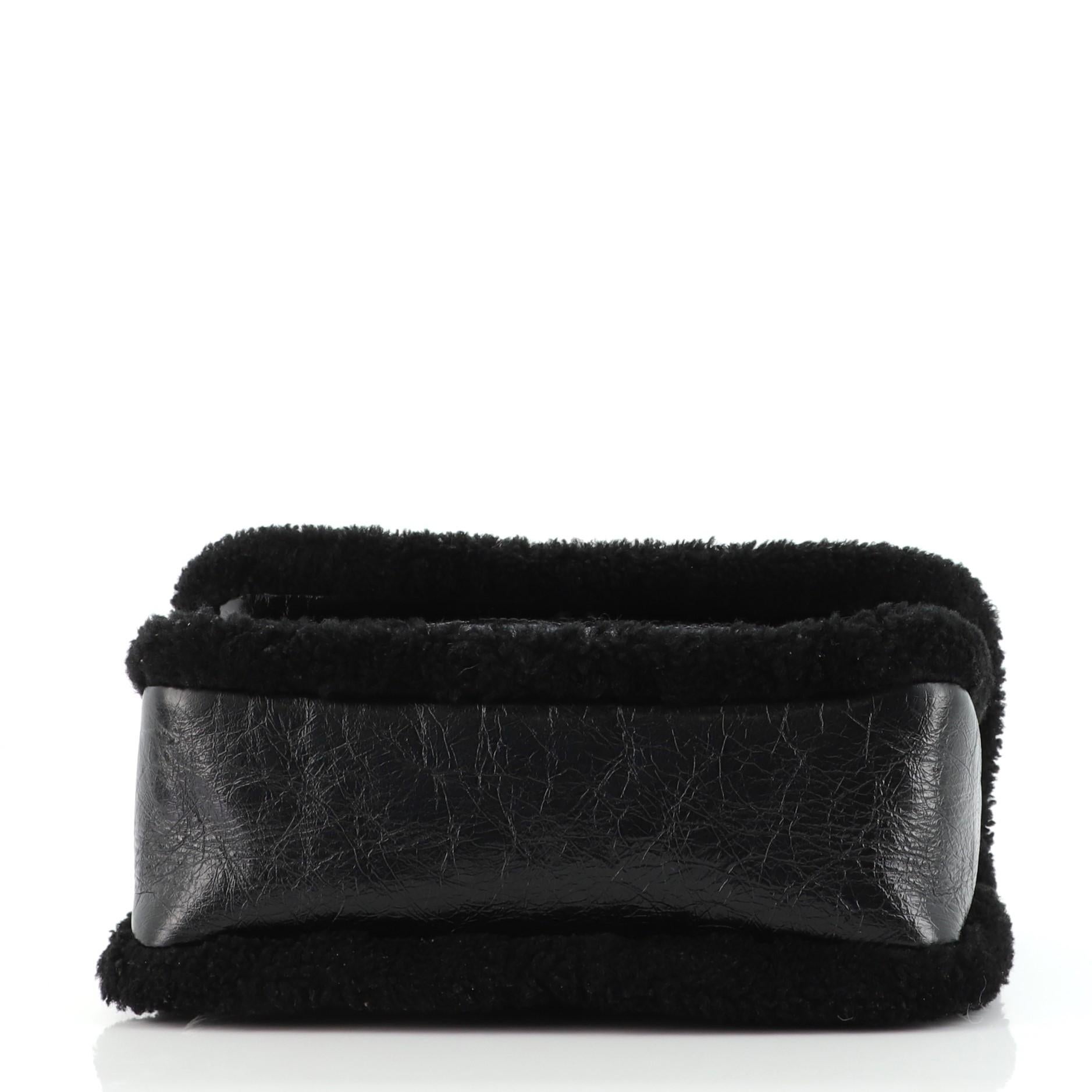 Women's or Men's Saint Laurent Niki Chain Flap Bag Matelasse Chevron Leather and Shearling Medium