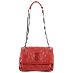 Saint Laurent Niki Chain Flap Bag Matelasse Chevron Leather Baby