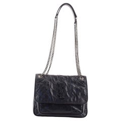Saint Laurent Niki Chain Flap Bag Matelasse Chevron Leather Baby