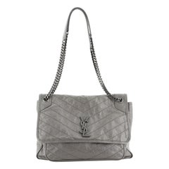 Saint Laurent Niki Chain Flap Bag Matelasse Chevron Leather Large