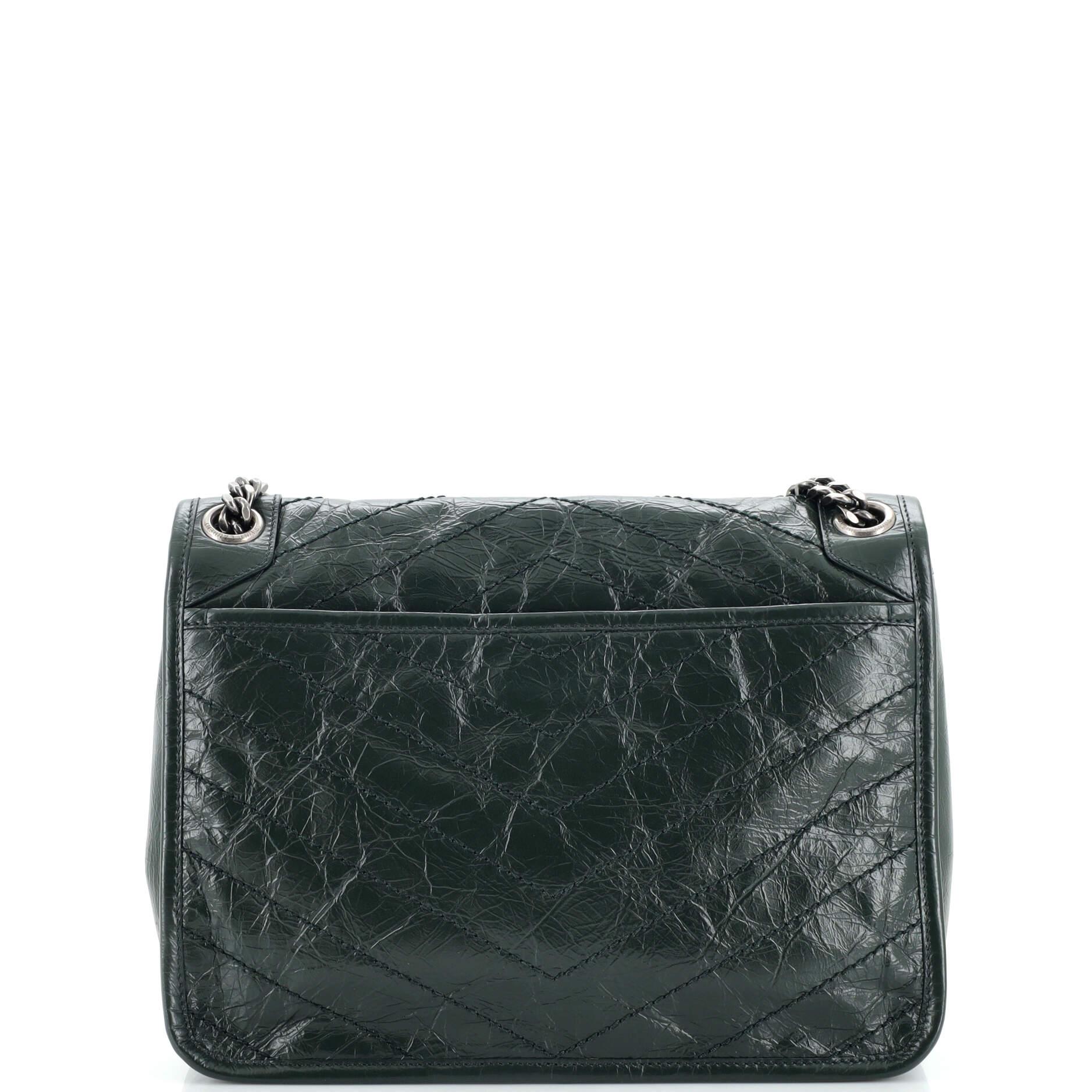 Saint Laurent Niki Chain Flap Bag Matelasse Chevron Leather Medium In Good Condition In NY, NY