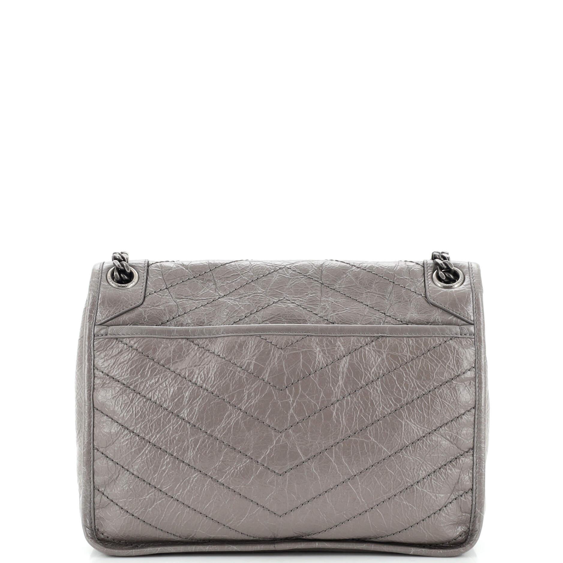 Saint Laurent Niki Chain Flap Bag Matelasse Chevron Leather Medium In Good Condition In NY, NY