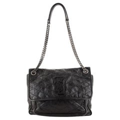 Saint Laurent Niki Chain Flap Bag Matelasse Chevron Leather Medium