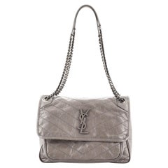 Saint Laurent Niki Chain Flap Bag Matelasse Chevron Leather Medium