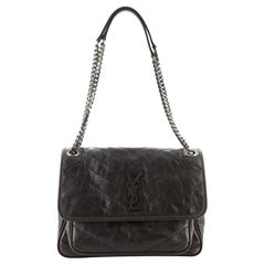 Saint Laurent Niki Chain Flap Bag Matelasse Chevron Leather Medium