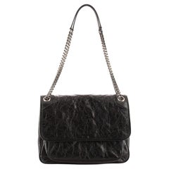  Saint Laurent Niki Chain Flap Bag Matelasse Chevron Leather Medium