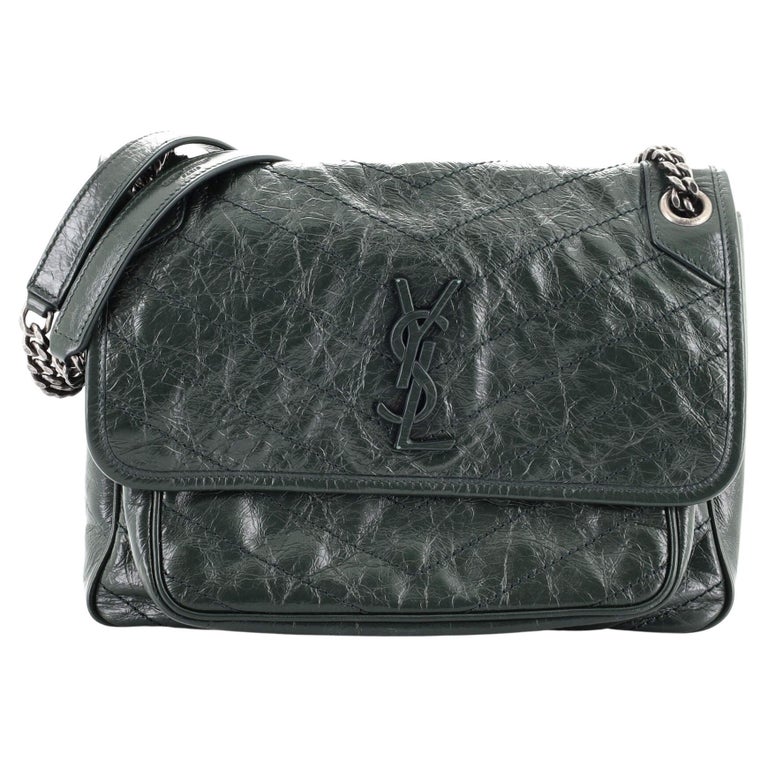 Saint Laurent Niki Chain Flap Bag Matelasse Chevron Leather Medium For Sale