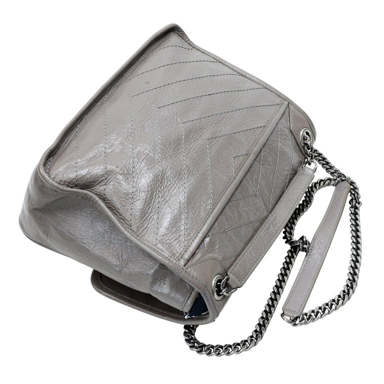 Niki leather crossbody bag Saint Laurent Grey in Leather - 27357125