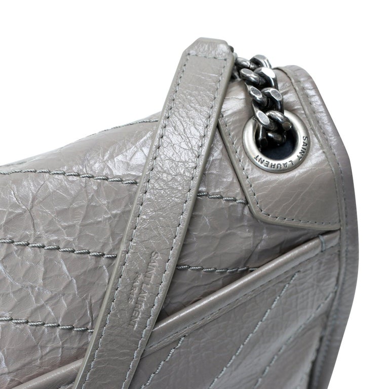 Niki leather crossbody bag Saint Laurent Grey in Leather - 27357125