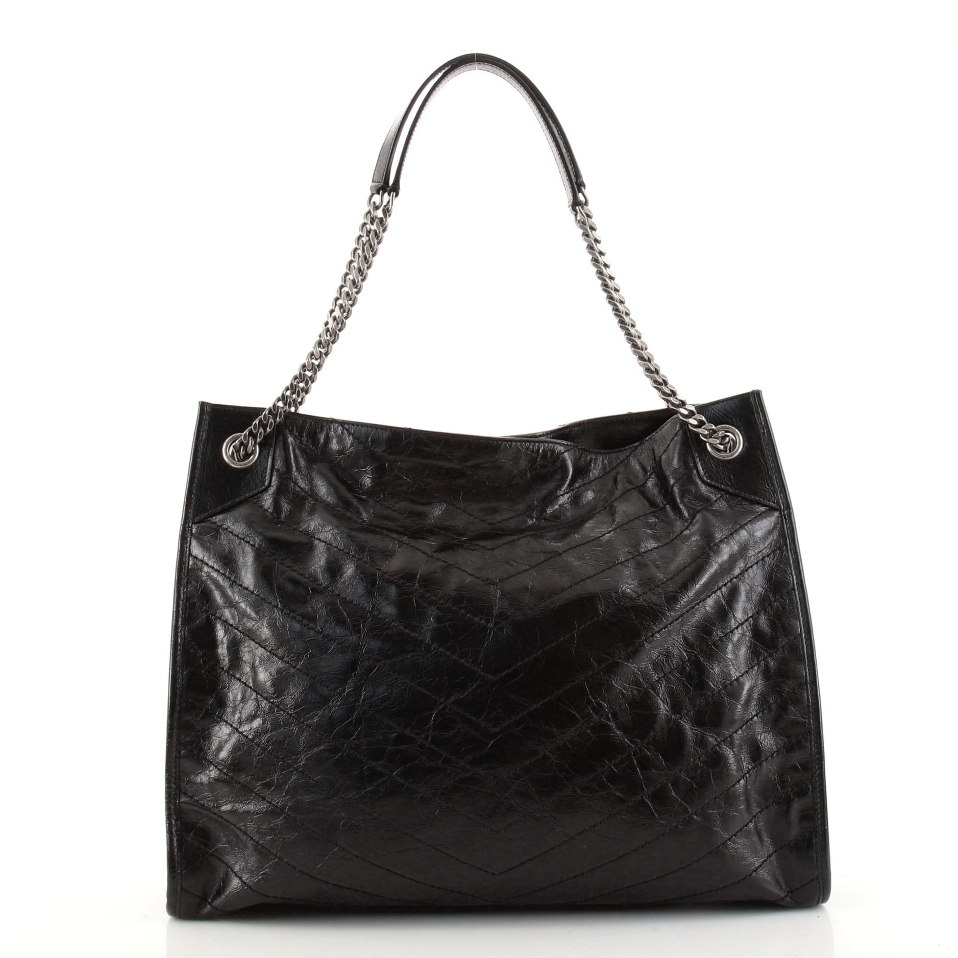Saint Laurent Niki Shopping Tote Matelasse Chevron Leather Large In Good Condition In NY, NY