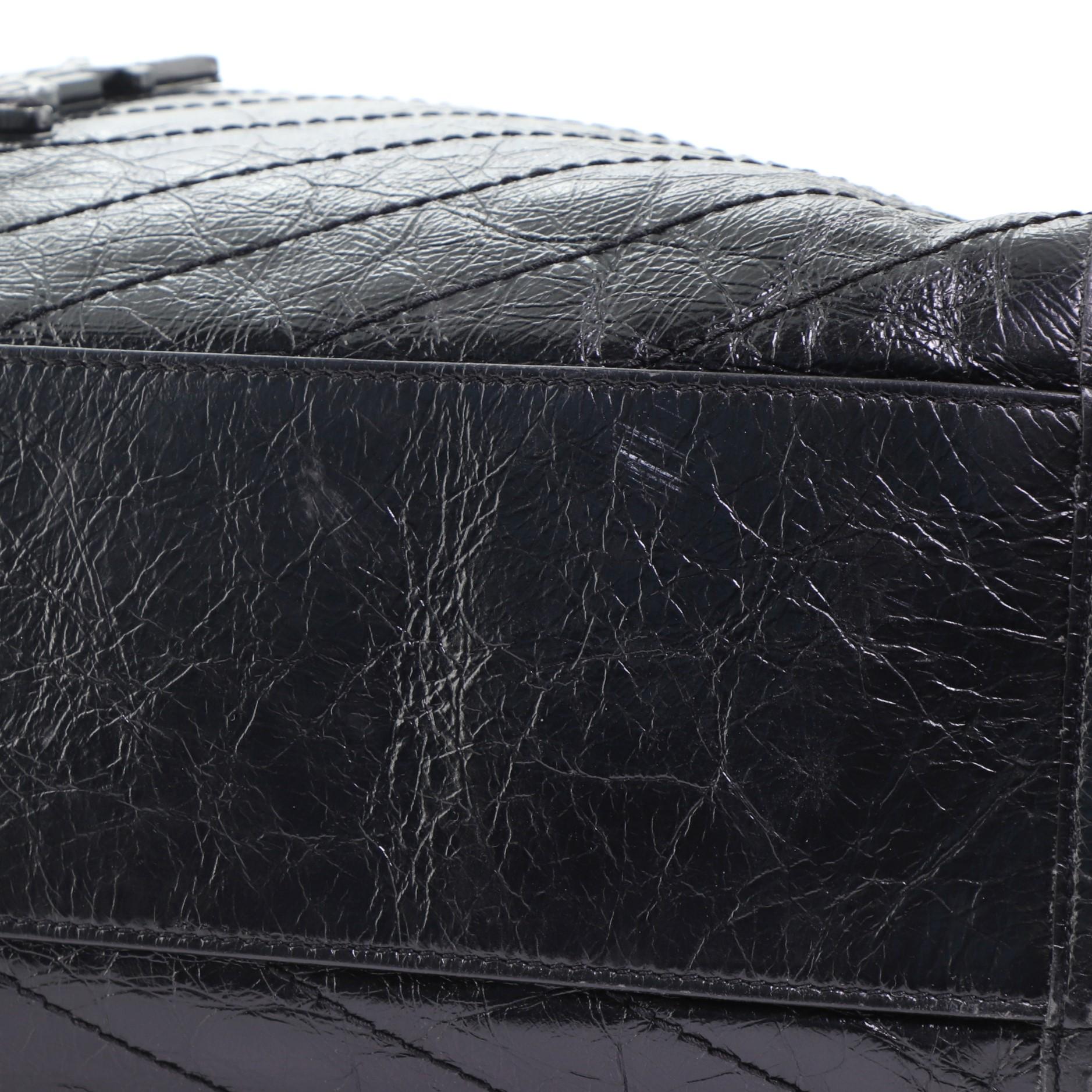 Black Saint Laurent Niki Shopping Tote Matelasse Chevron Leather Large