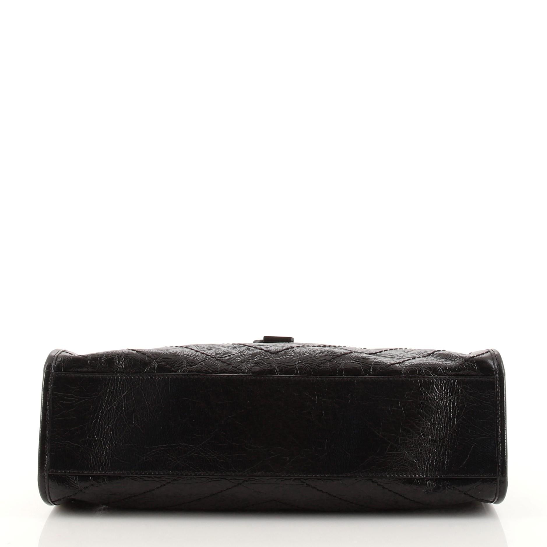 Black Saint Laurent Niki Shopping Tote Matelasse Chevron Leather Medium