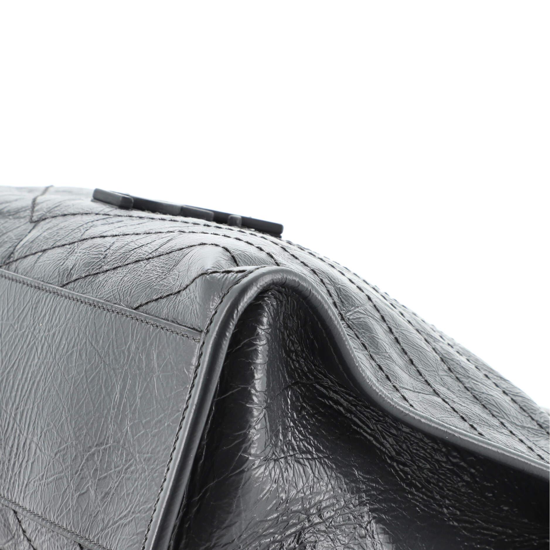 Gray Saint Laurent Niki Shopping Tote Matelasse Chevron Leather Medium