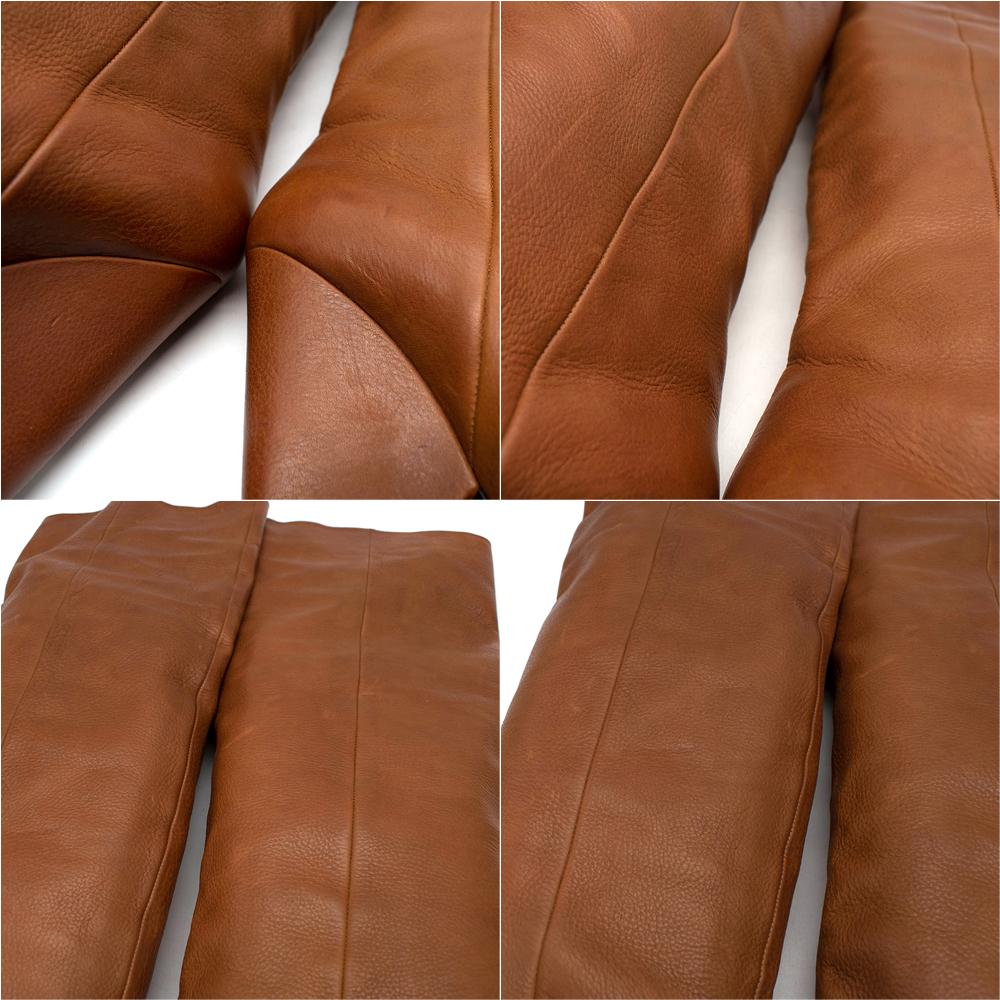 Saint Laurent Niki Tan Leder Stiefel über das Knie im Angebot 1