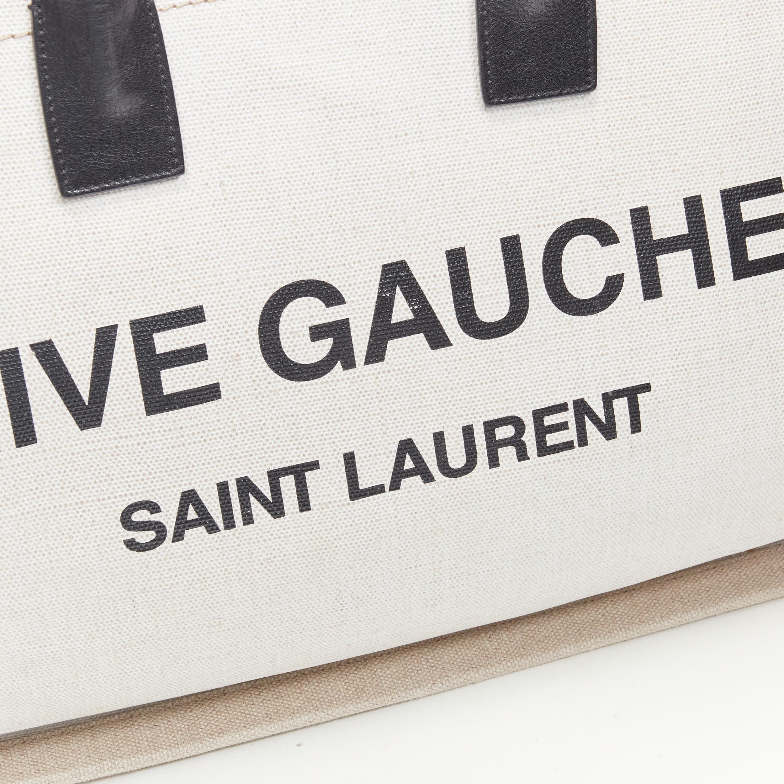 SAINT LAURENT Noe Rive Gauche logo print canvas leather handle tote bag 1