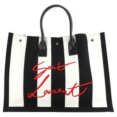 Saint Laurent Noe Shopping Tote Striped Canvas Large