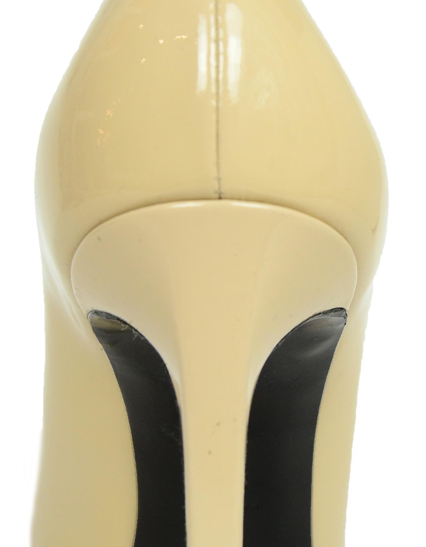 Women's Saint Laurent Nude Patent Leather Point Toe Pumps sz 39.5