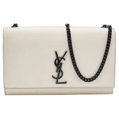 Saint Laurent Off White Leather Medium Kate Shoulder Bag