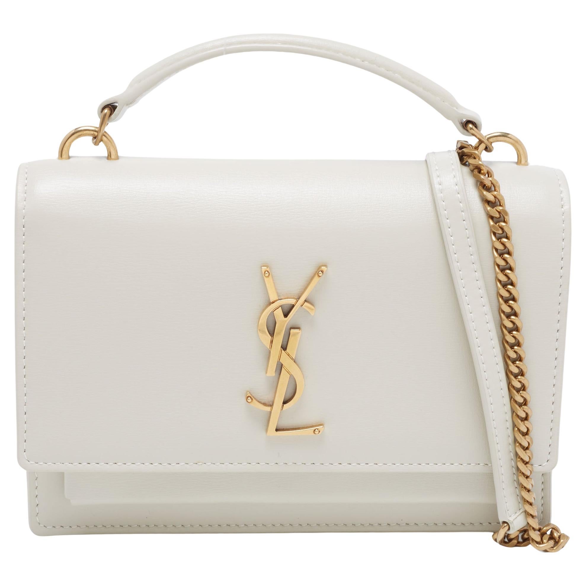 Saint Laurent Off White Leather Sunset Chain Bag at 1stDibs