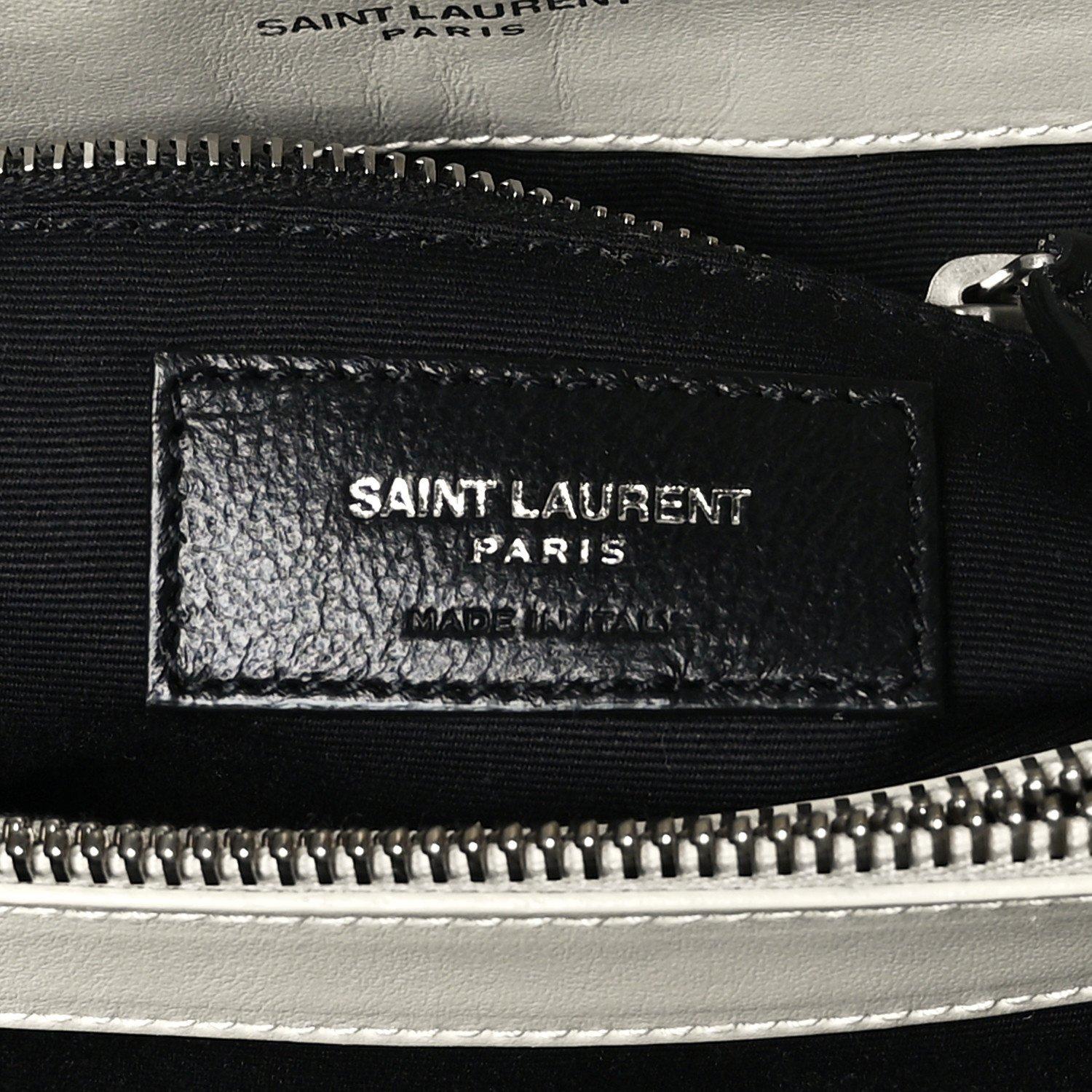 Saint Laurent Off-white Matelassé Leather Loulou Shoulder Bag Medium For Sale 3