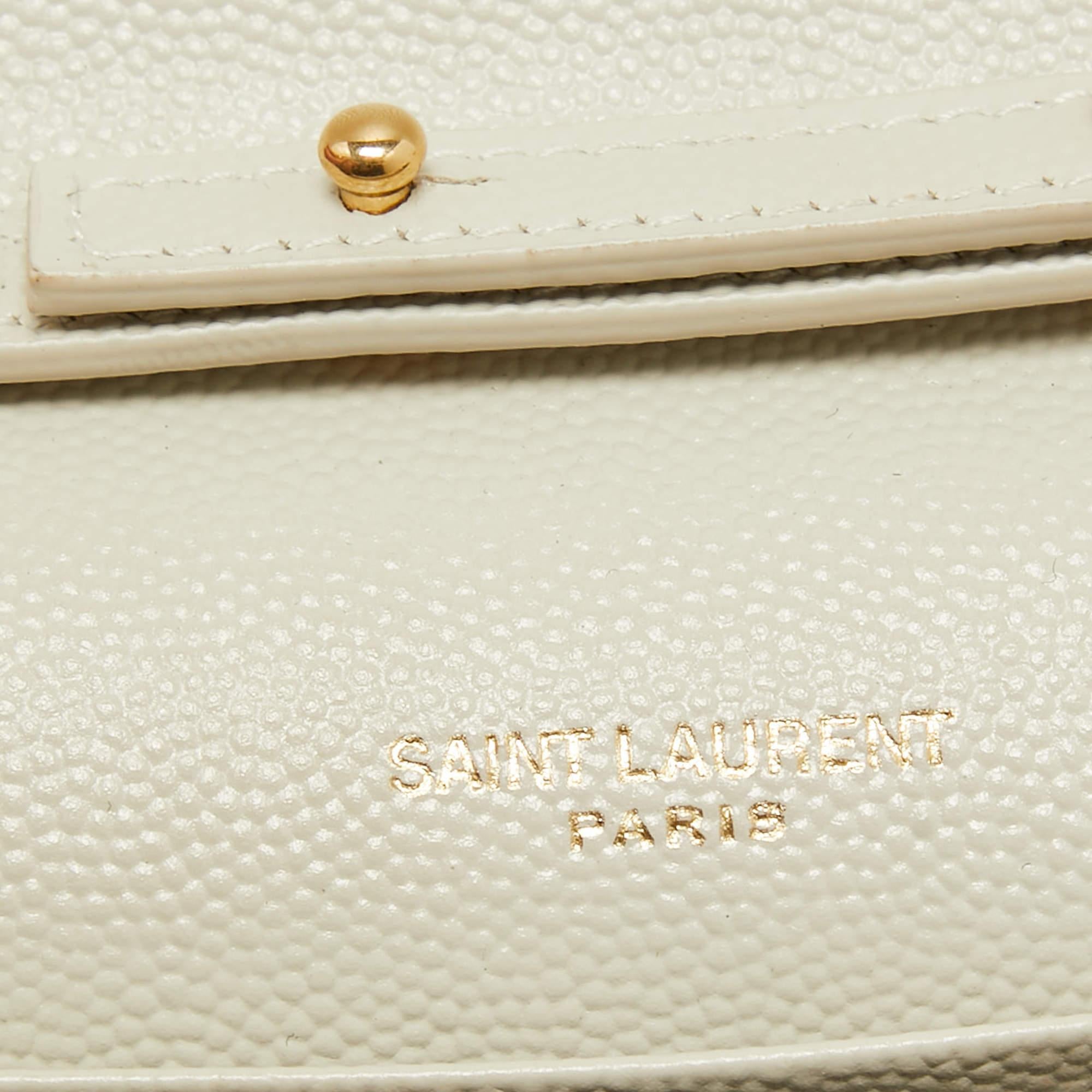 Saint Laurent Off White Mix Matelasse Leather Medium Envelope Chain Bag 4