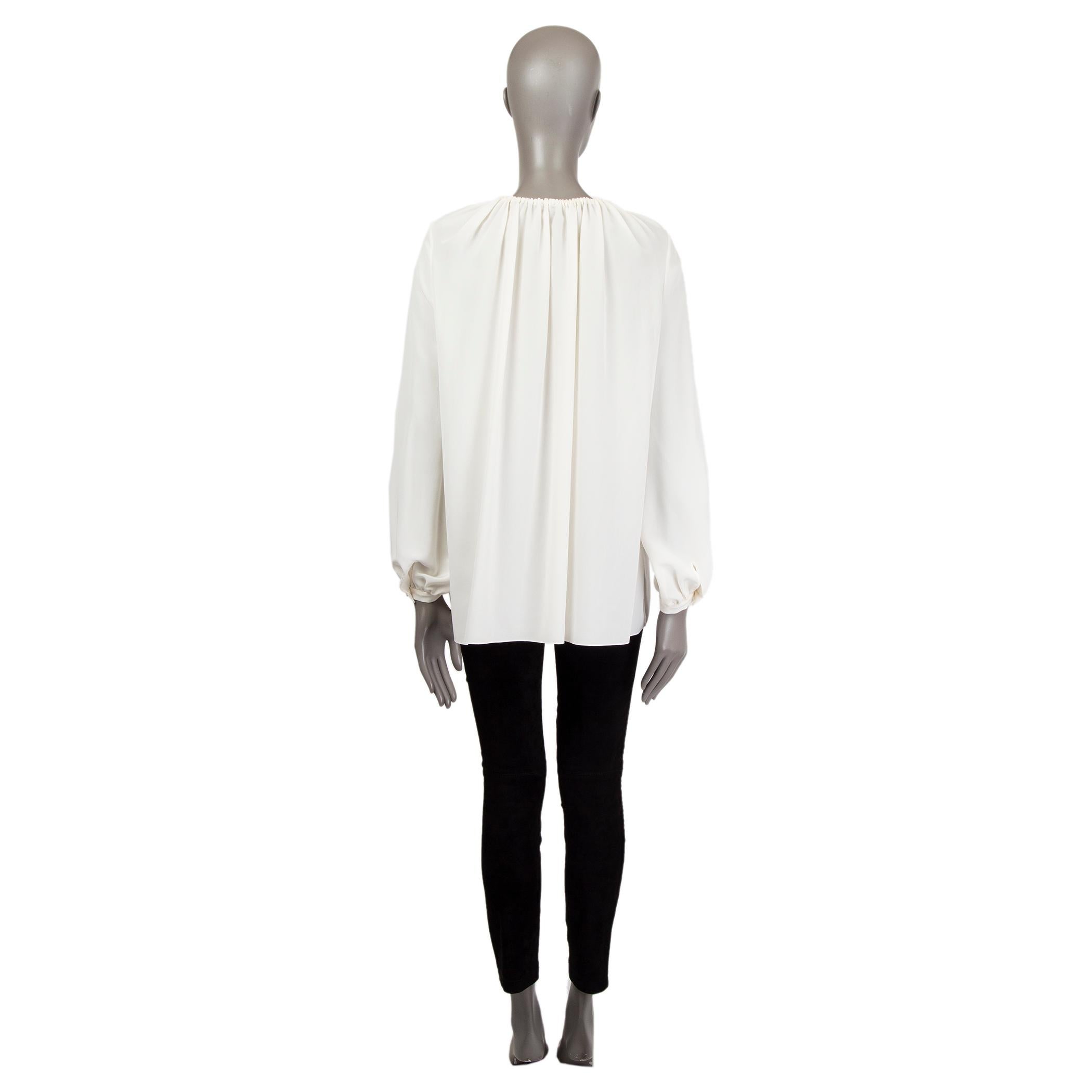 SAINT LAURENT off-white silk PEASANT Blouse Shirt 38 S In Excellent Condition In Zürich, CH