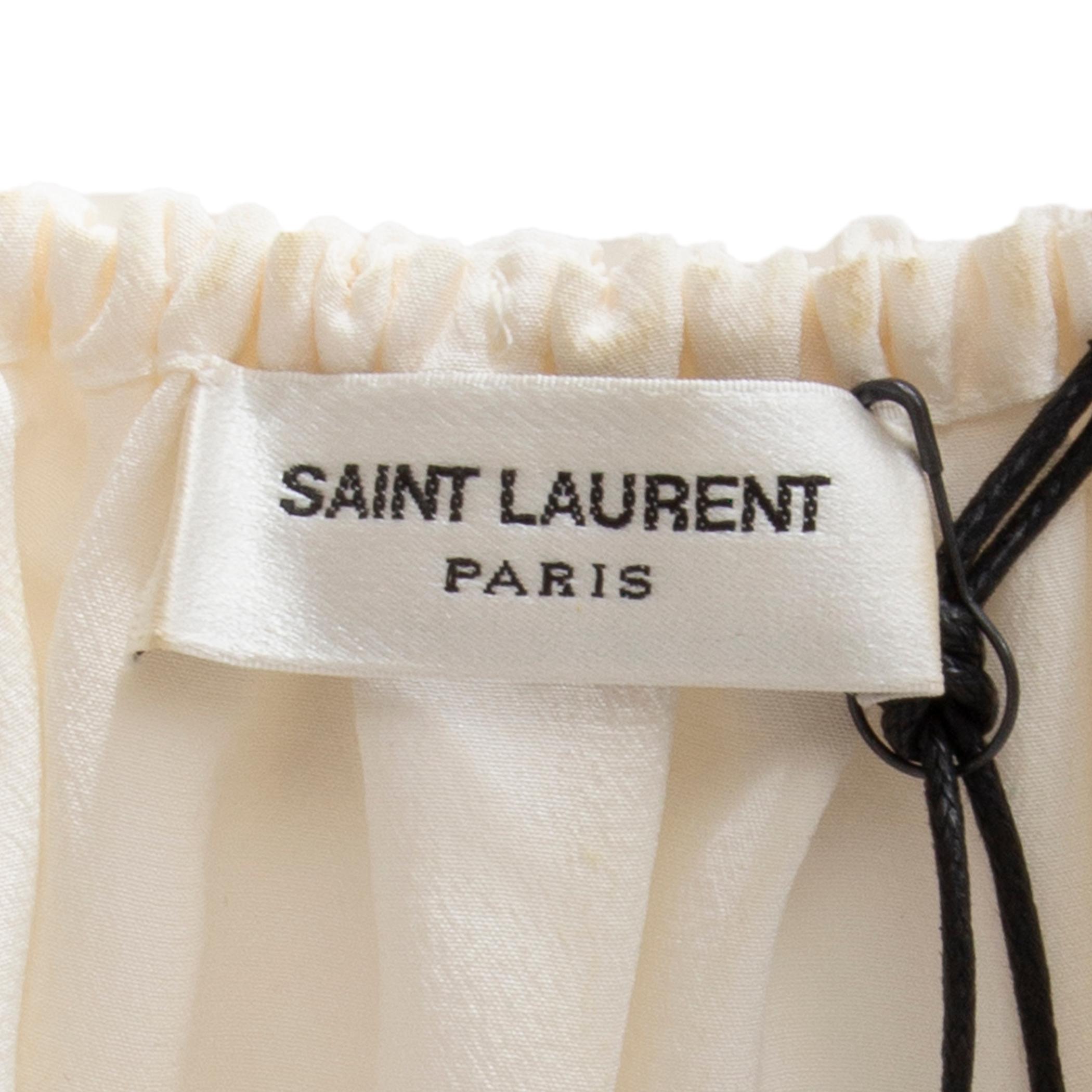 SAINT LAURENT off-white silk PEASANT Blouse Shirt 38 S 1