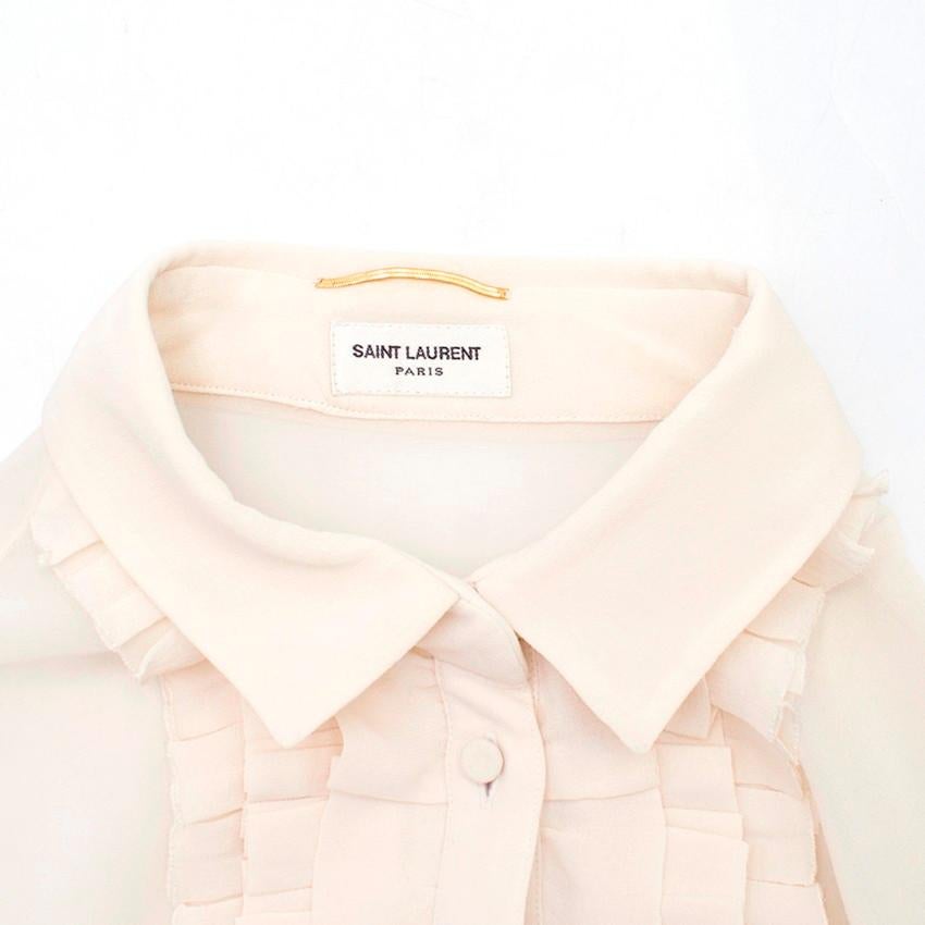 Saint Laurent Off-white Silk Ruffle Blouse FR 34 In Good Condition In London, GB