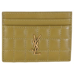 Saint Laurent Olive Drab Quilted Lambskin Cassandre Credit Card Case