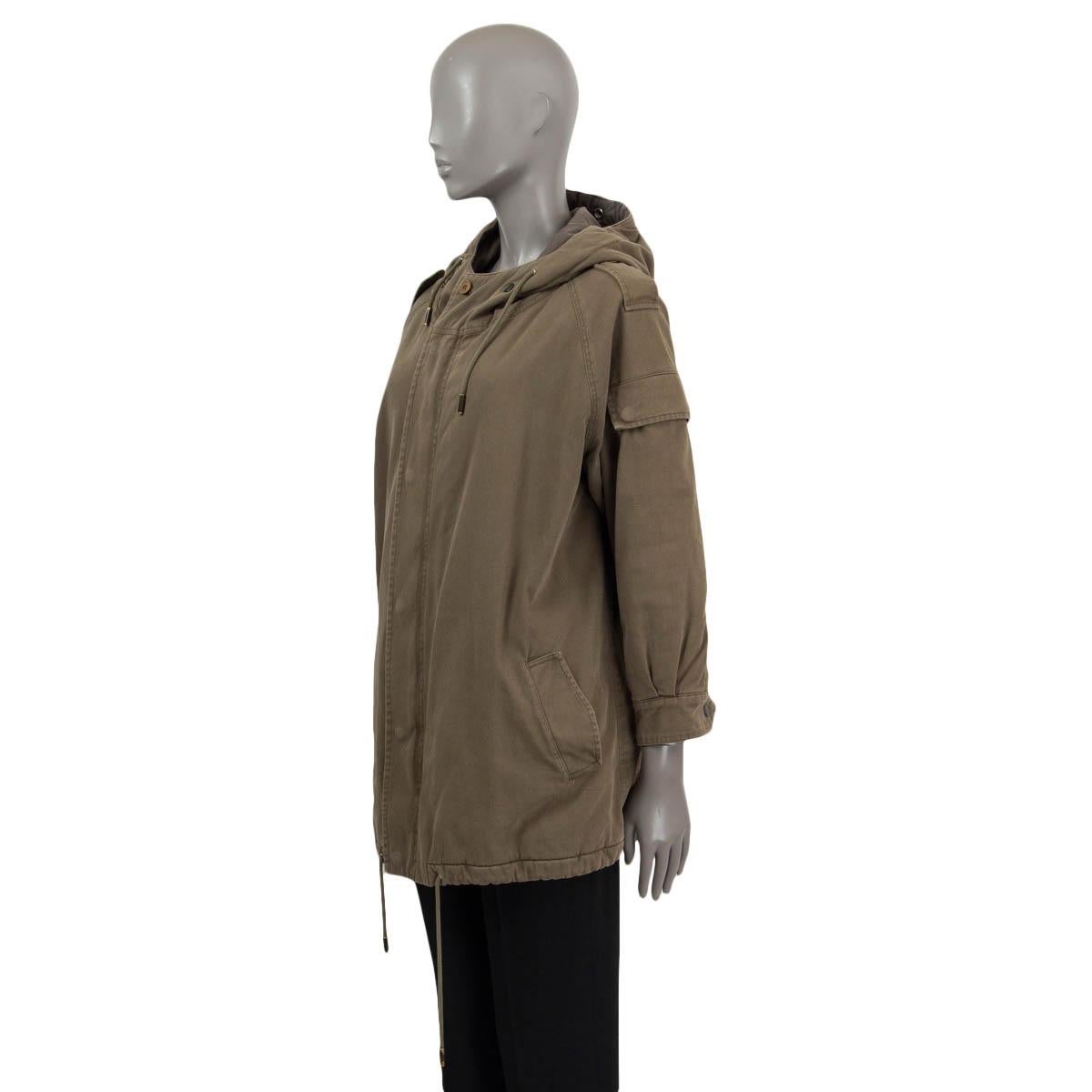 SAINT LAURENT olive green cotton 2015 OVERSIZED PArkA Coat Jacket 36 XS In Excellent Condition For Sale In Zürich, CH