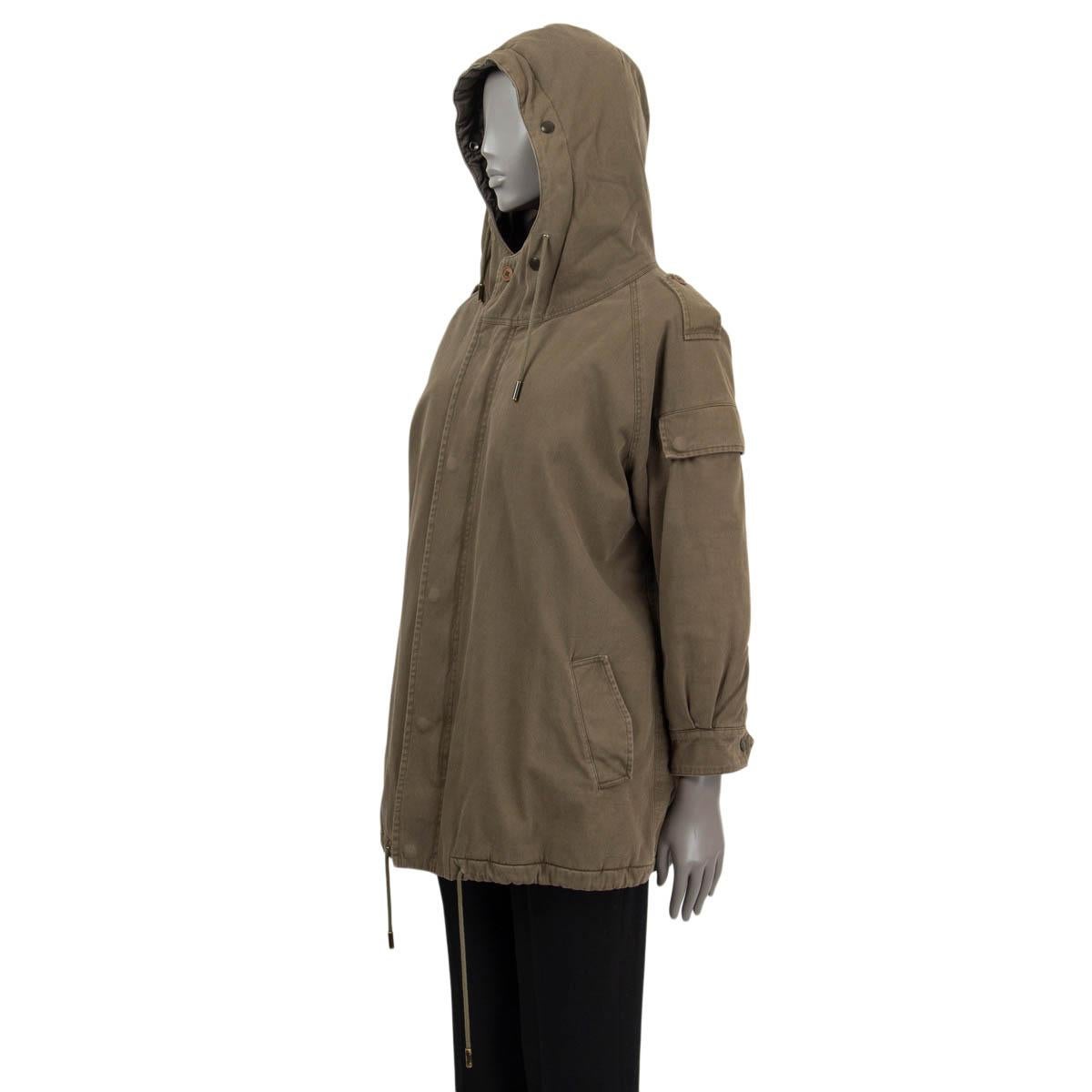 Women's SAINT LAURENT olive green cotton 2015 OVERSIZED PArkA Coat Jacket 36 XS For Sale