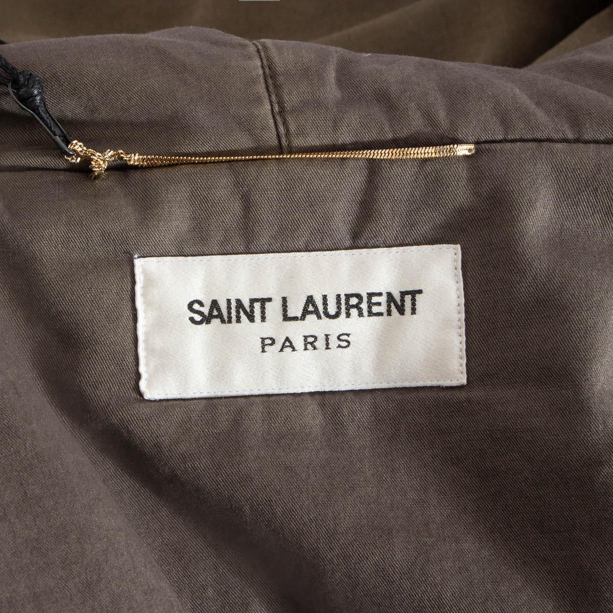 SAINT LAURENT olive green cotton 2015 OVERSIZED PArkA Coat Jacket 36 XS For Sale 2