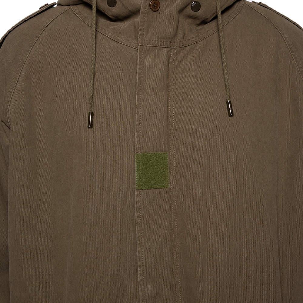Saint Laurent Olive Green Cotton Hooded Parka Jacket M In Good Condition For Sale In Dubai, Al Qouz 2