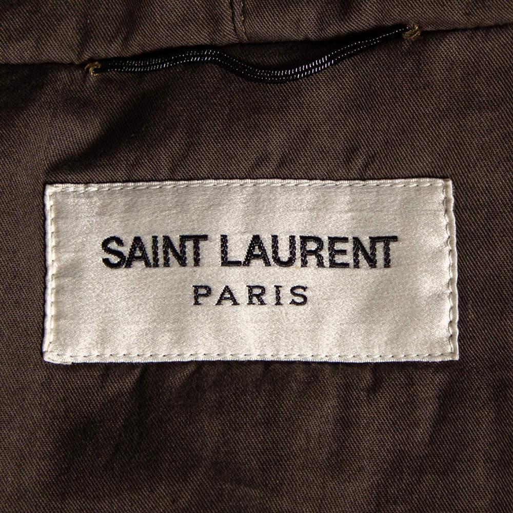 Men's Saint Laurent Olive Green Cotton Hooded Parka Jacket M For Sale