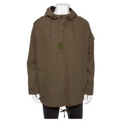 Saint Laurent Olive Green Cotton Hooded Parka Jacket M
