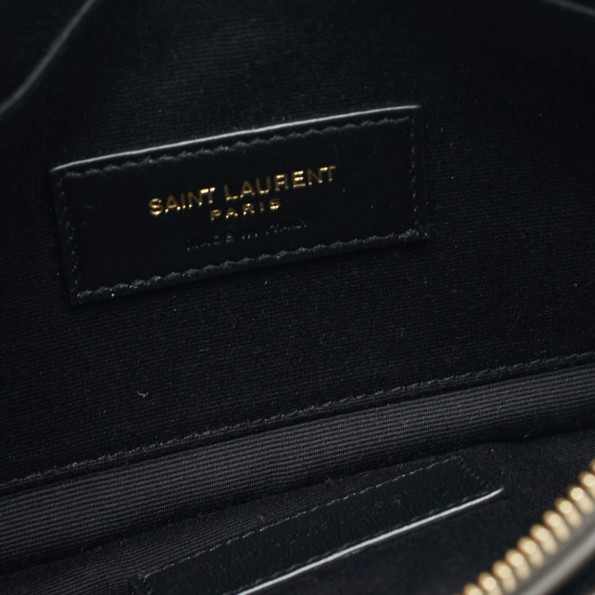 Saint Laurent Olive Green Matelassé Leather Large Cassandre Zip Pouch 2