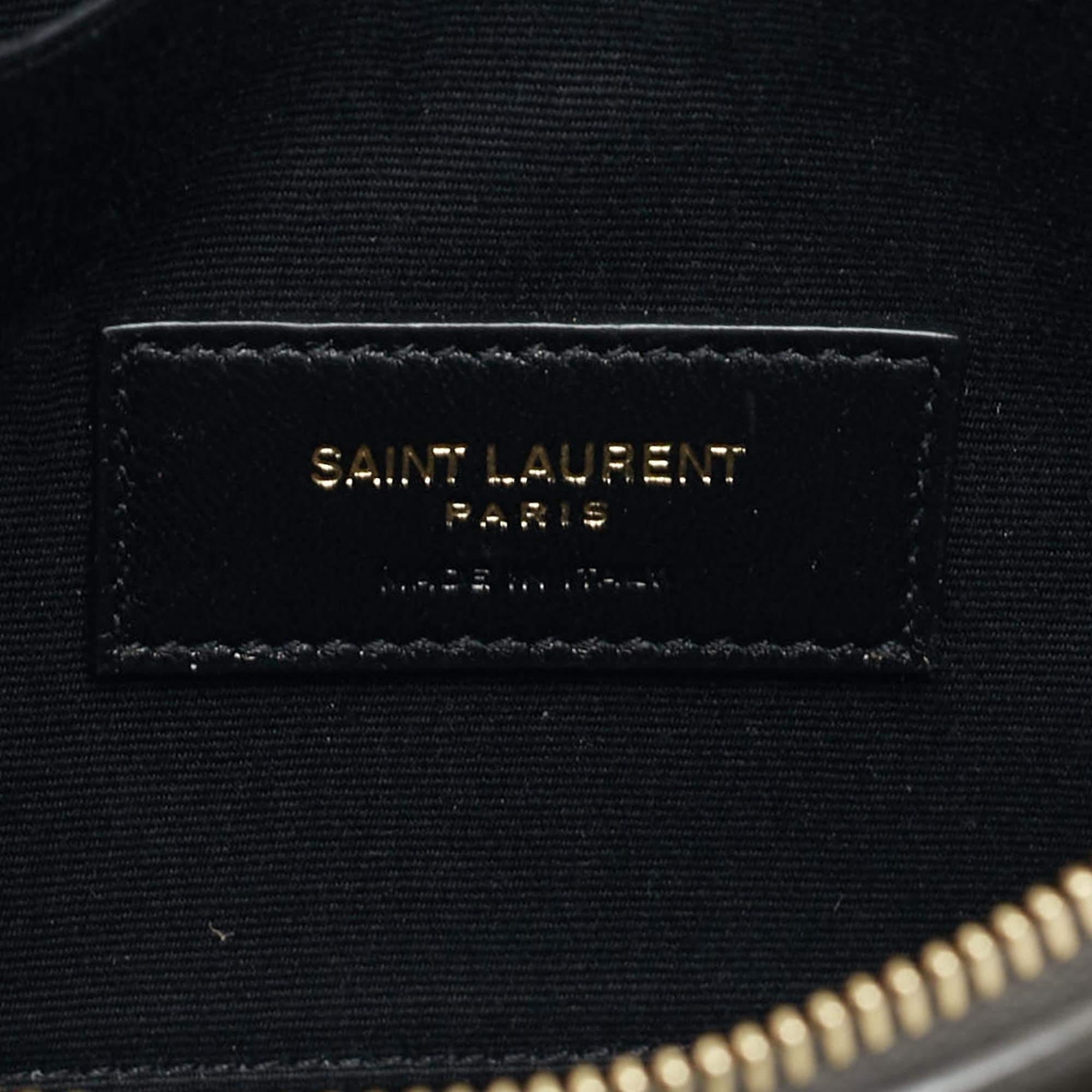 Saint Laurent Olive Green Matelassé Large Cassandre Zip Pouch Leather 3