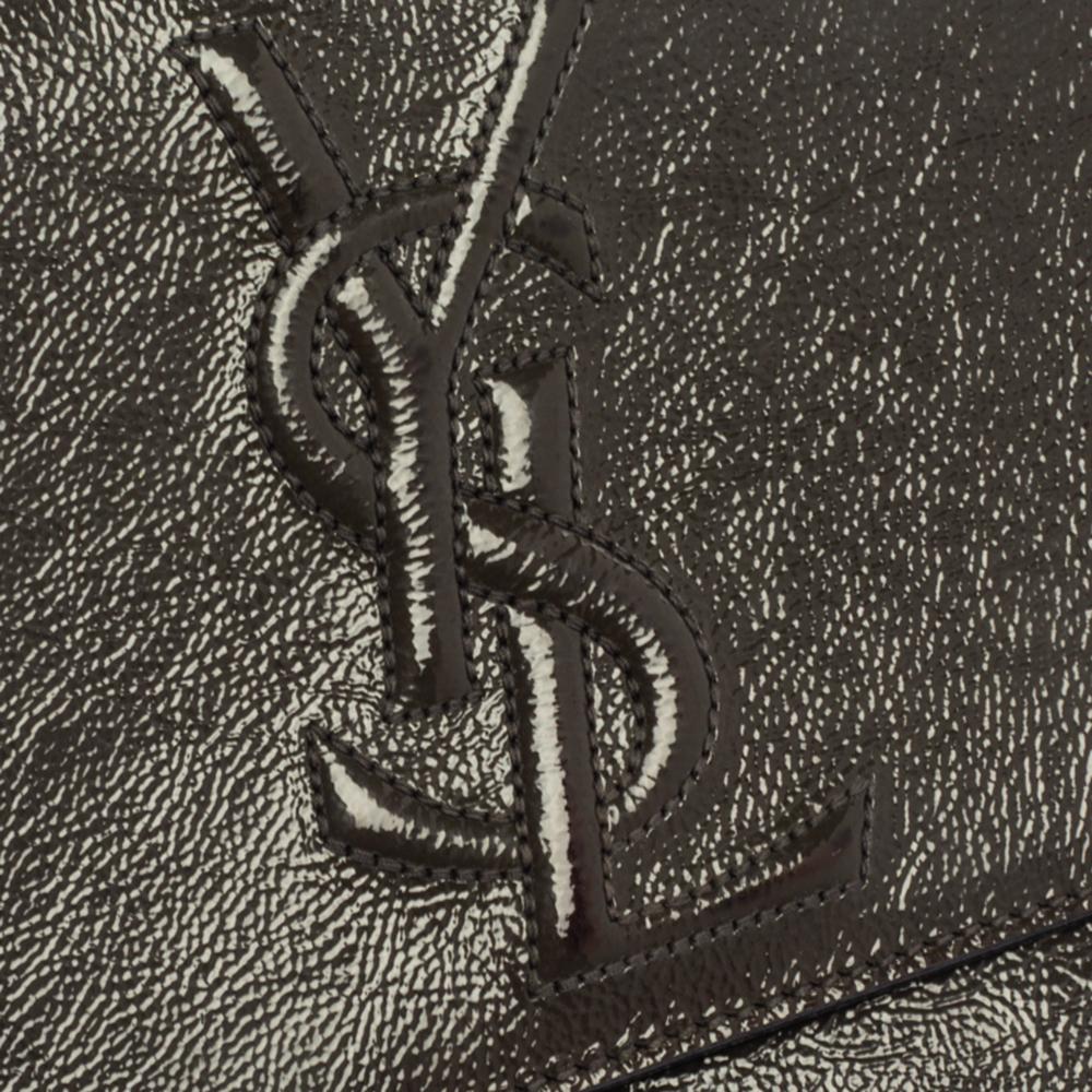 Saint Laurent Olive Green Patent Leather Belle De Jour Flap Clutch 2
