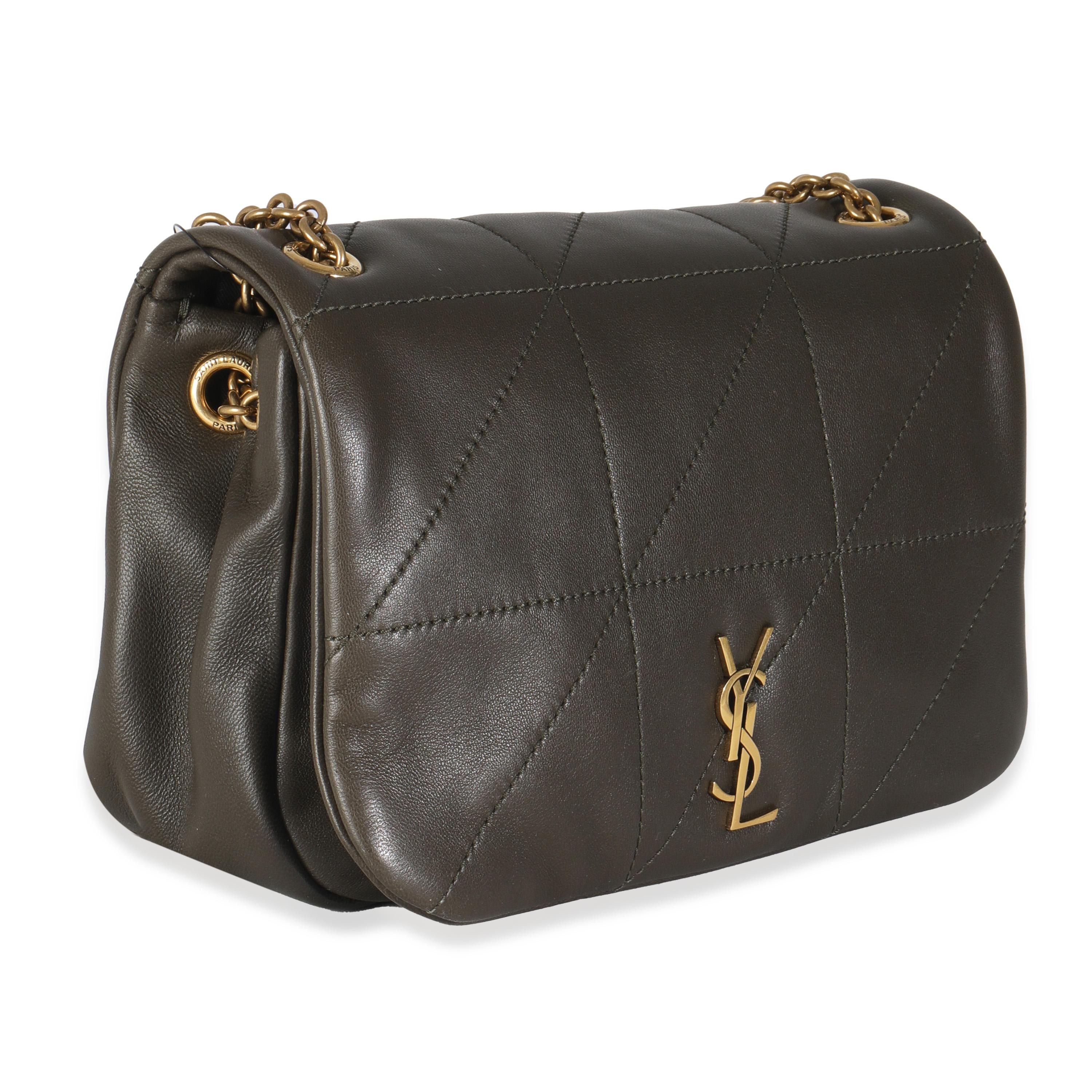 Black Saint Laurent Olive Lambskin Matelasse Monogram Mini Jamie 4.3 For Sale