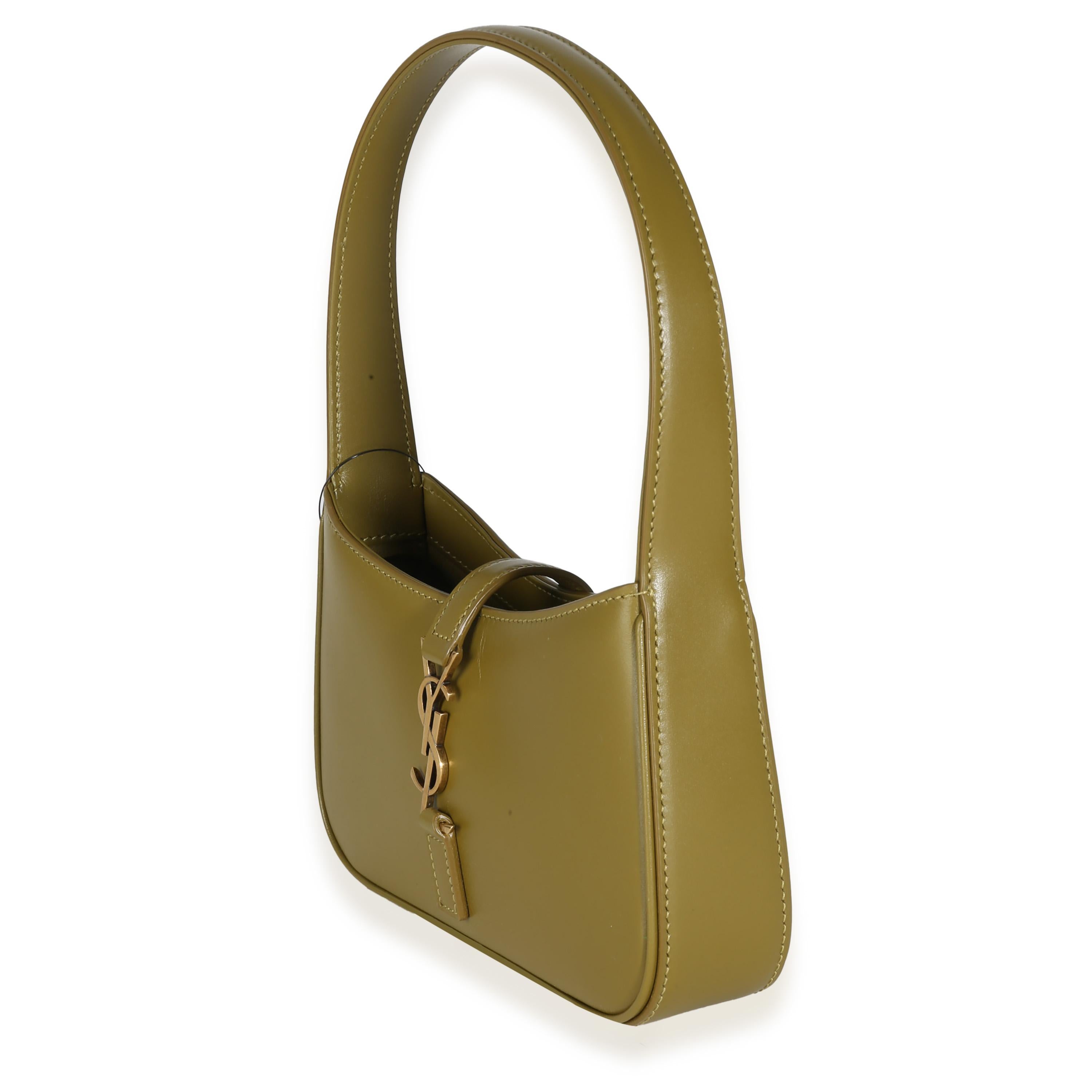 Saint Laurent Olive Smooth Calfskin Mini Le 5 À 7 Hobo In Excellent Condition For Sale In New York, NY