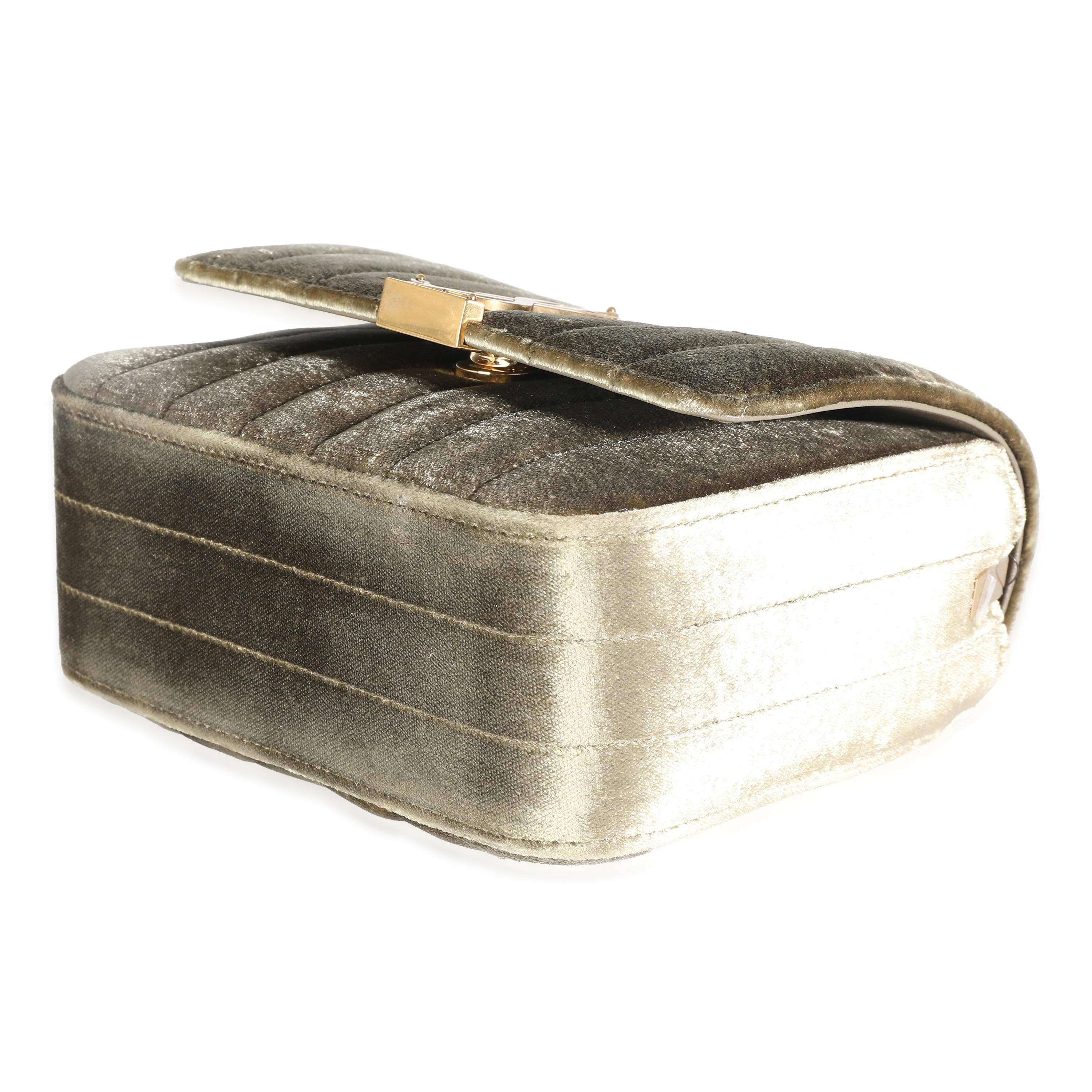 Women's or Men's Saint Laurent Olive Velvet Small Vicky Chain Bag